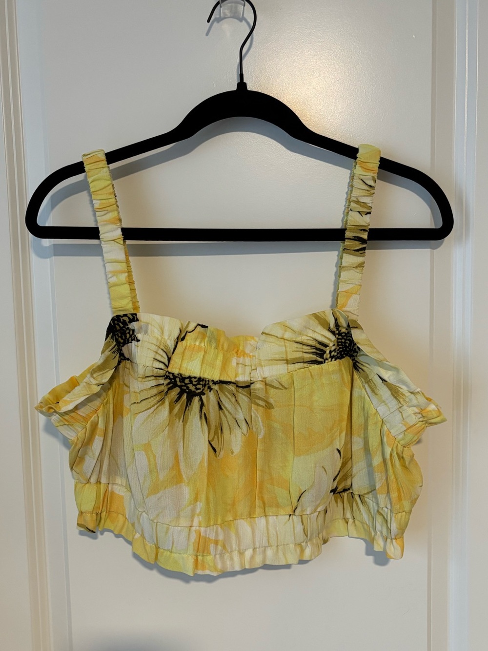 H&M Yellow Floral Smocked Crop Top